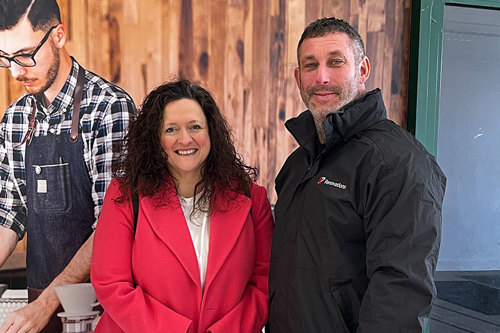 Rushmoor Borough Council Cabinet lead for Economy, Skills and Regeneration, Councillor Julie Hall, with K7 Managing Director, Kevin Crampton.