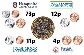 Where each pound from your council tax is distributed