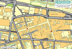 Map of the street entertainment locations in Aldershot
